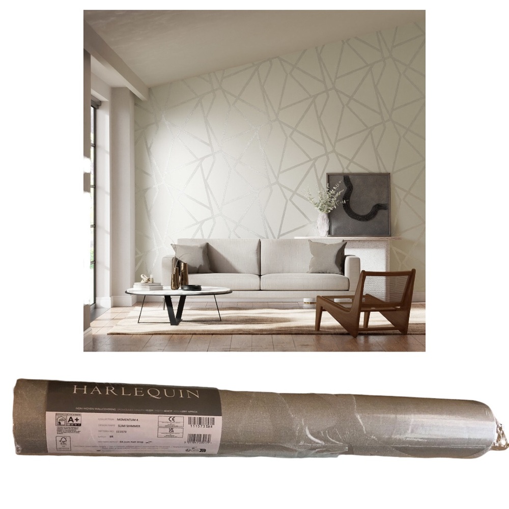HARLEQUIN SUMI SHIMMER SILVER WALLPAPER NEW ROLL FROM ENGLAND